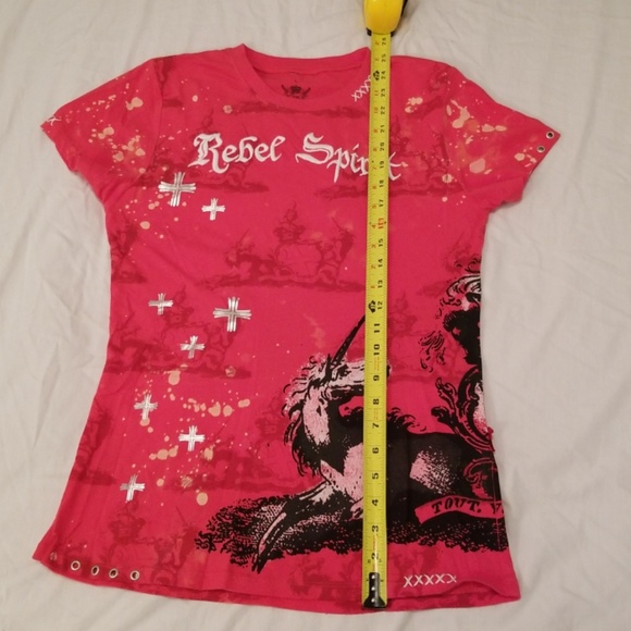 Rebel Spirit red unicorn distressed tshirt size L - Picture 5 of 8
